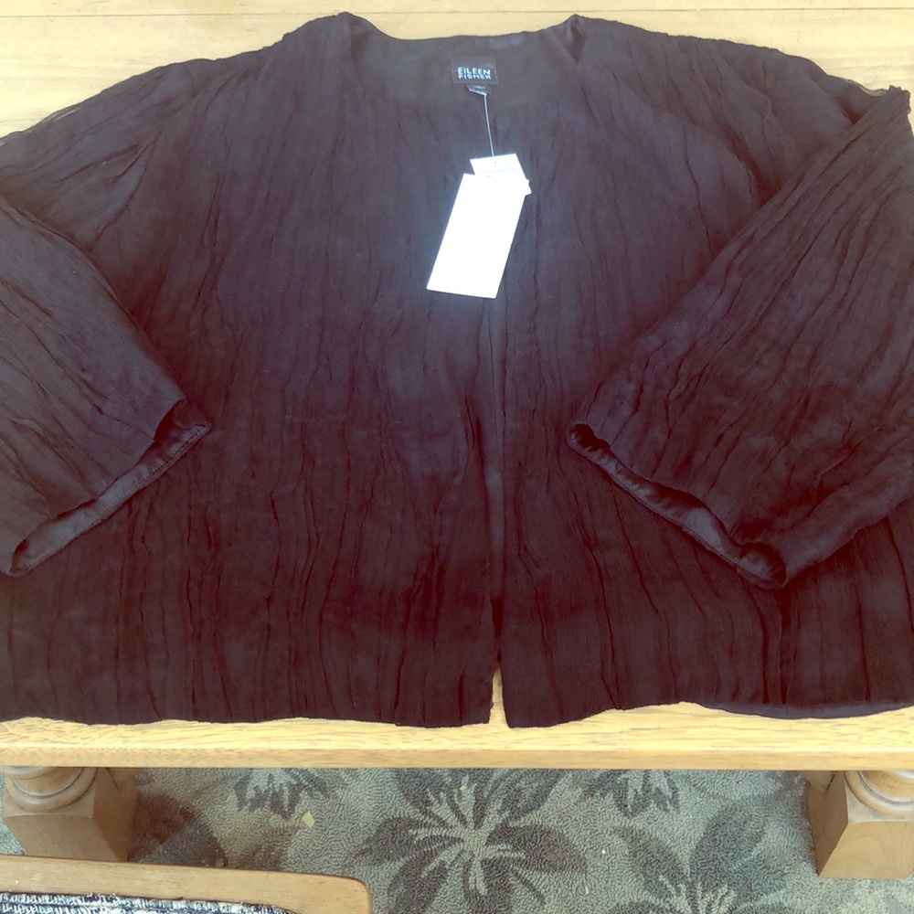 Eileen Fisher Pleated Chiffon Jacket